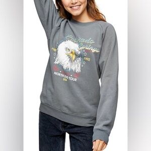 Topshop Colorado Springs patriotic eagle crewneck blue gray size 4-6